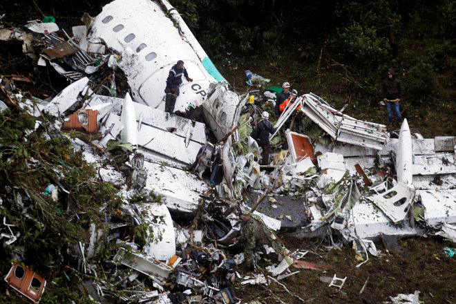كارثة جوية راح ضحيتها 76 شخص من فريق شابكوينسي البرازيلي