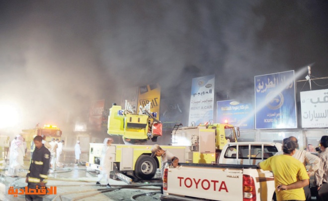 الرياض: حريق يلتهم مكاتب تأجير السيارات