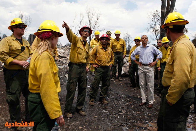 أوباما يتفقد آثار الدمار الناجم عن حريق غابات هائل بولاية كولورادو
