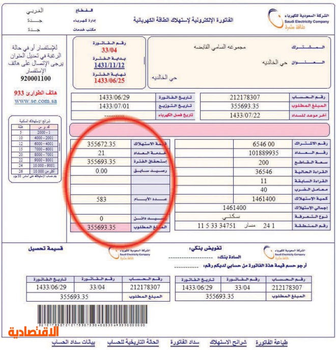 شقة مغلقة تستهلك كهرباء بـ 355 ألف ريال في 583 يوما