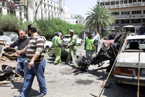 خمسة قتلى على الاقل في تفجير منطقة المرجة في وسط دمشق
