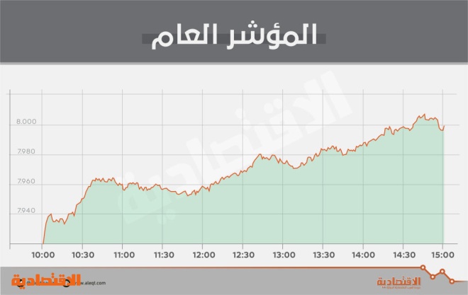 الأسهم السعودية تلامس مستوى 8000 نقطة وتضيف 24 مليار ريال لقيمتها السوقية