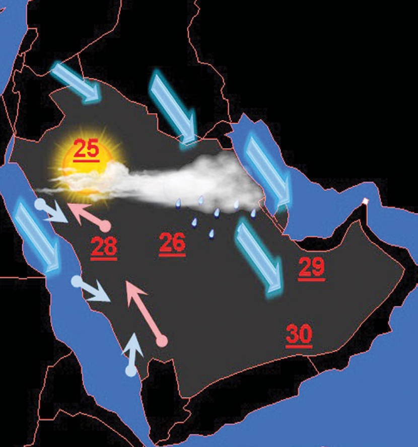 حالة جوية مصحوبة بأمطار تعبر السعودية منتصف الأسبوع