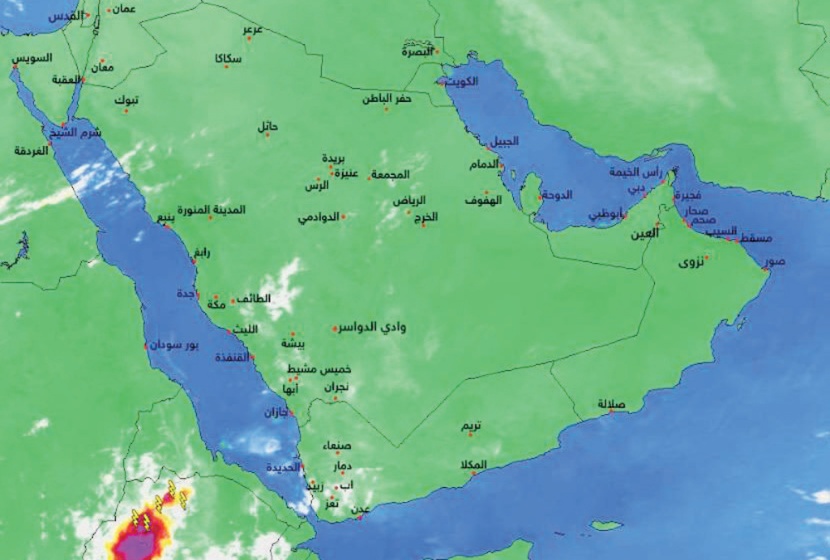 استمرار الرياح الشمالية النشطة فوق مياه الخليج العربي وسواحله