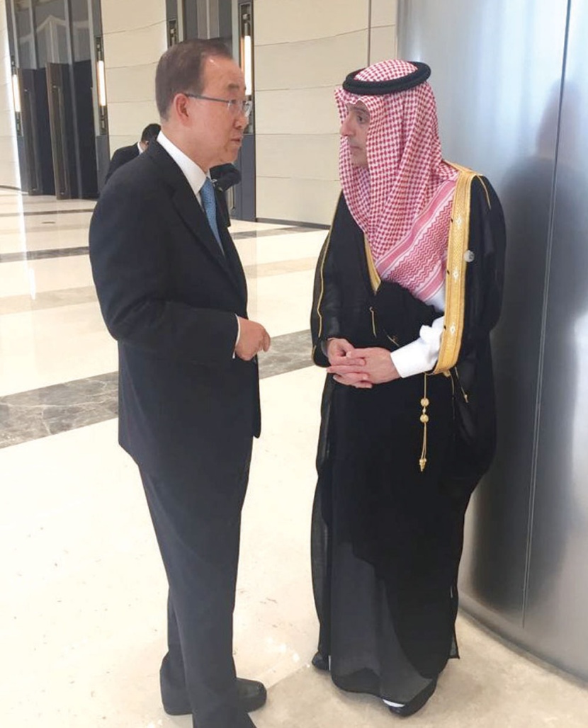 الجبير يناقش مستجدات القضايا الإقليمية والدولية مع بان كي مون وشكري