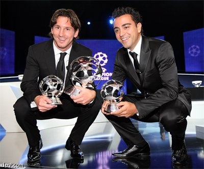 اختار الاتحاد الأوروبي لكرة القدم مهاجم منتخب الأرجنتين ليونيل ميسي أفضل لاعب في مسابقة دوري أبطال أوروبا الموسم الماضي، واختير 
