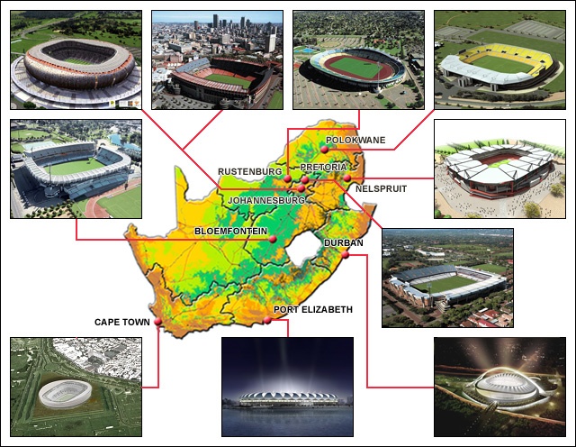 حقائق عن مدن واستادات نهائيات كأس العالم 2010