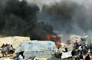 احتراق 35 خيمة بمخيم الزعتري للاجئين السوريين
