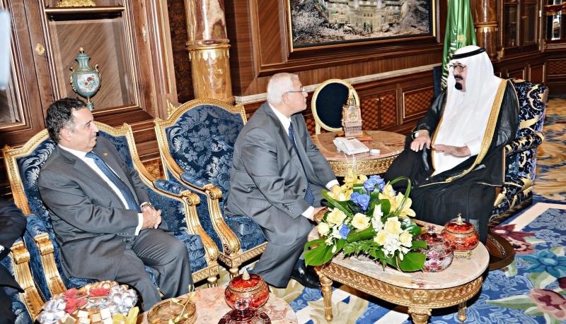 الملك يستقبل عدلي منصور ويؤكد وقوف السعودية مع مصر ضد الإرهاب