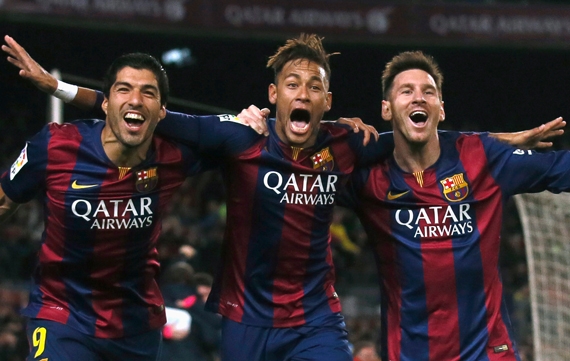 ميسي ونيمار وسواريز الثلاثي الأكثر تهديفا في تاريخ برشلونة