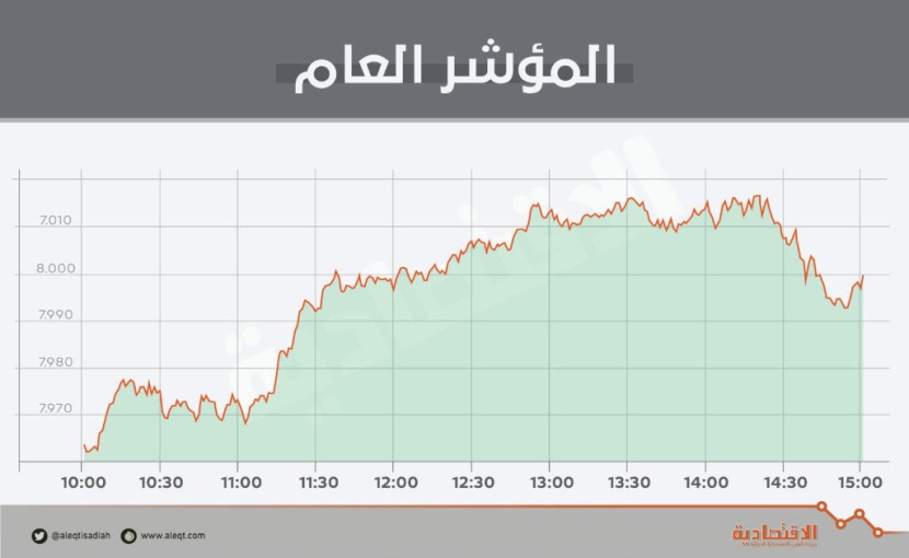 بدعم «المصارف» .. الأسهم السعودية تعود 
إلى الارتفاع مقتربة من حاجز 8000 نقطة
