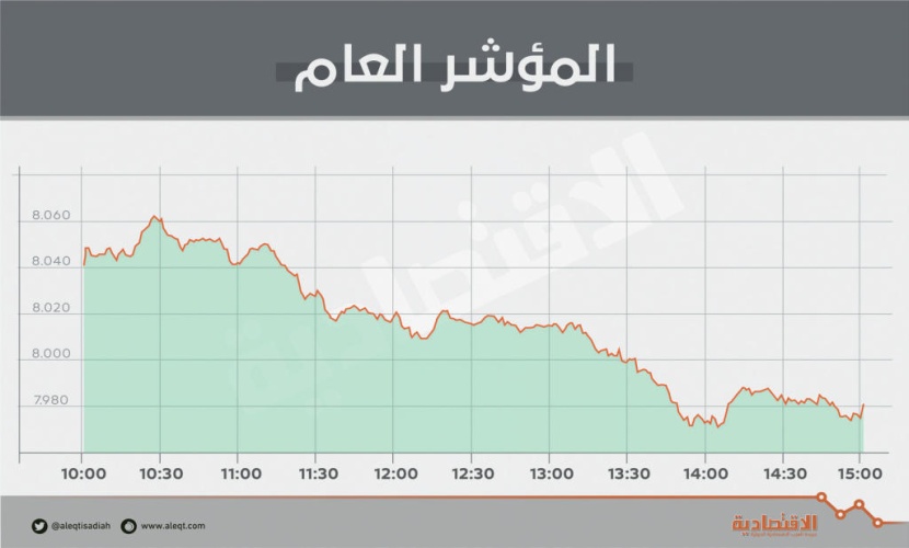 بعد 3 جلسات رابحة .. ضغوط بيع تهبط بالأسهم السعودية دون مستوى 8000 نقطة