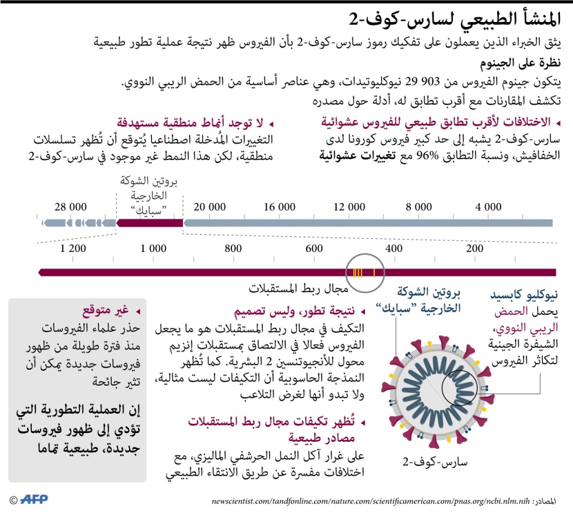 خبراء : فيروس كورونا نتيجة عملية تطور طبيعية.. ليس مصمما 