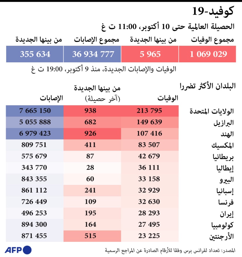   الدول الأكثر تضررا من كورونا 