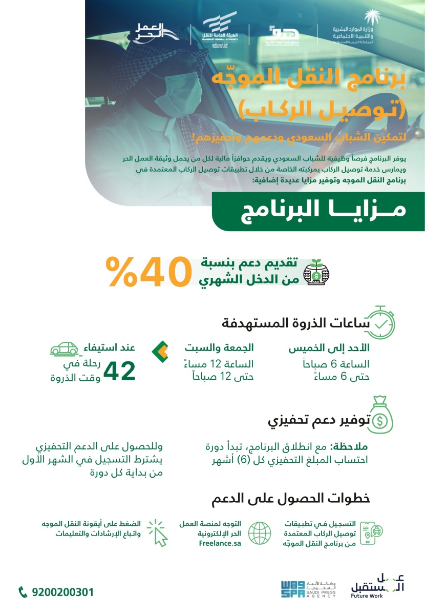 إطلاق برنامج العمل الحر للسعوديين والسعوديات العاملين في نشاط توجيه المركبات 