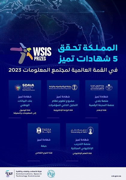 السعودية تحقق 5 شهادات تميز في القمة العالمية لمجتمع المعلومات "WSIS 2023"