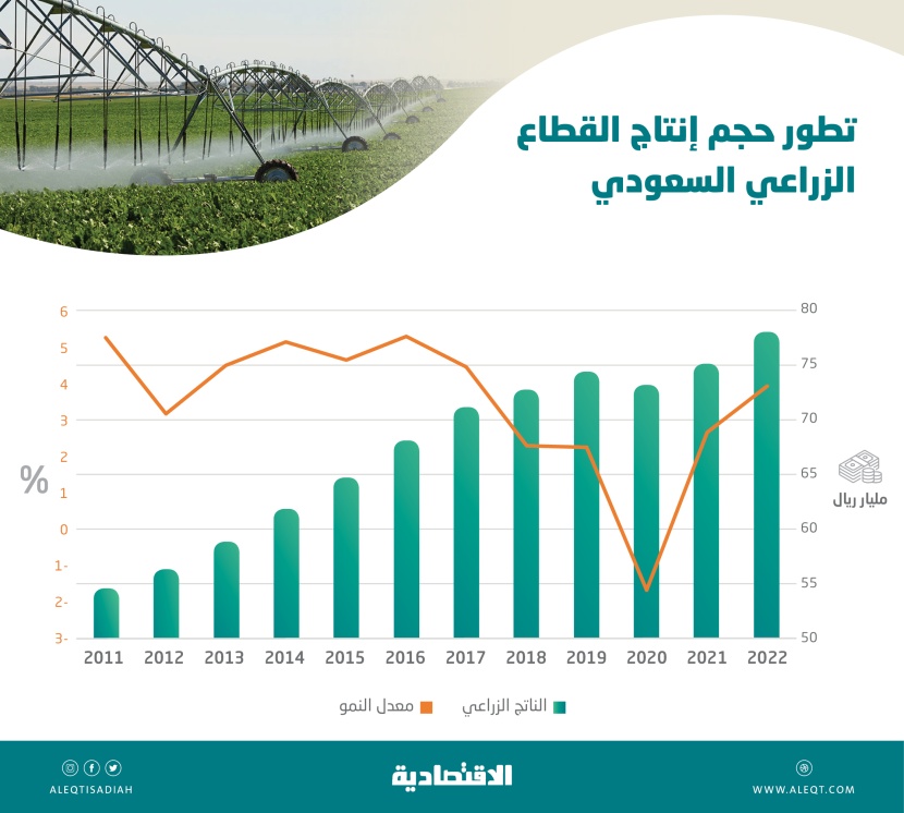 أعلى نمو للناتج الزراعي السعودي في 5 أعوام .. 78 مليار ريال مساهمته في الاقتصاد