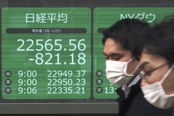 بورصة طوكيو تتراجع 3.3 % عند الإغلاق في أجواء القلق من كورونا