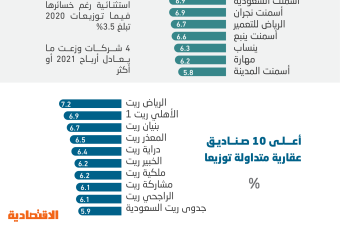 أعلى توزيعات نقدية في الأسهم السعودية .. 18 شركة وصندوق ريت توزع أكثر من 6 %