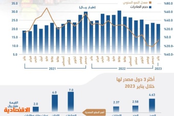 23 مليار ريال الصادرات السعودية غير النفطية خلال يناير .. 31 % للإمارات والهند
